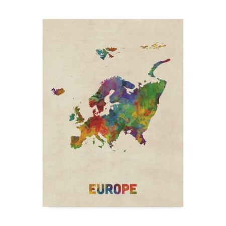 Michael Tompsett 'Europe Continent Watercolor Map' Canvas Art,18x24